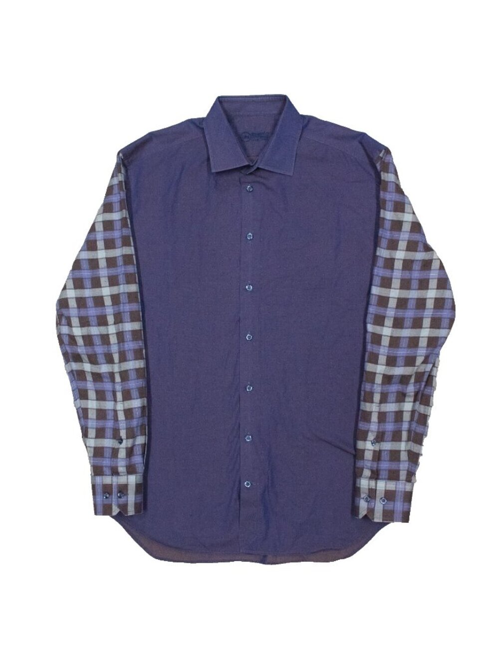MD Bespoke Dress Shirt Blue Cotton Long Sleeve Button Up Canada Made 16.5 Large